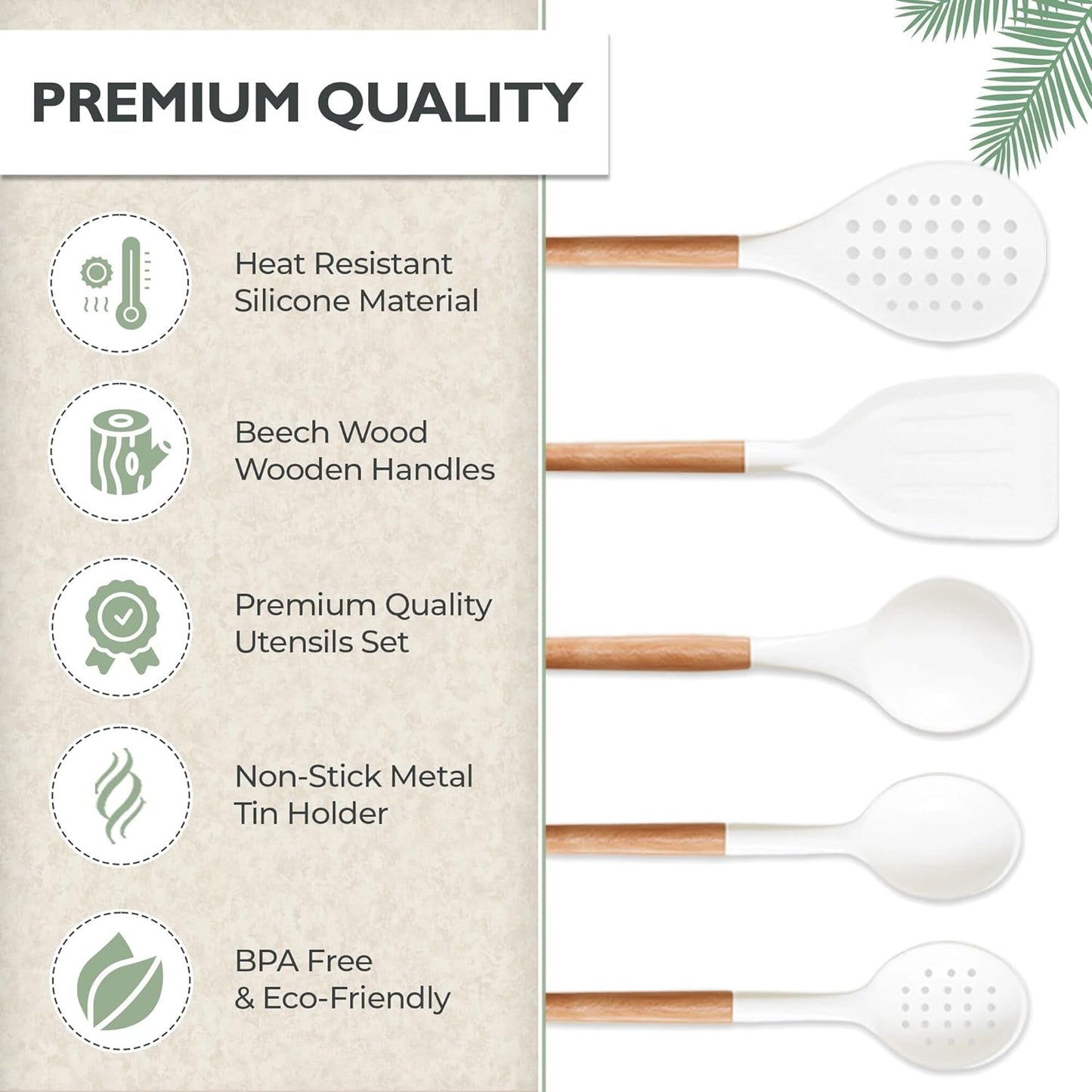 Ultimate Silicone Kitchen Utensils Set - Heat-Resistant, Non-Stick & BPA-Free Cooking Essentials with Stylish Beechwood Handles