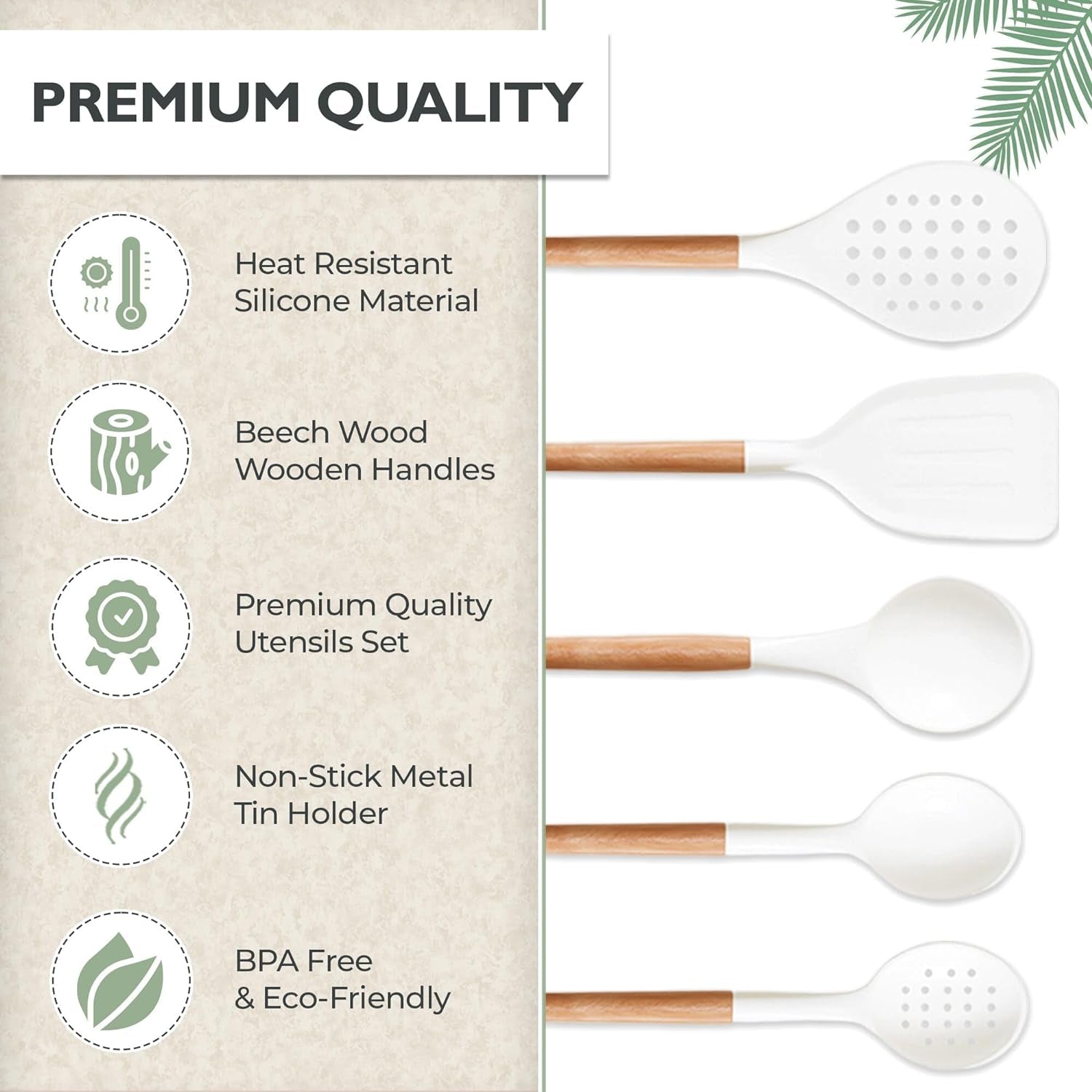 Ultimate Silicone Kitchen Utensils Set - Heat-Resistant, Non-Stick & BPA-Free Cooking Essentials with Stylish Beechwood Handles