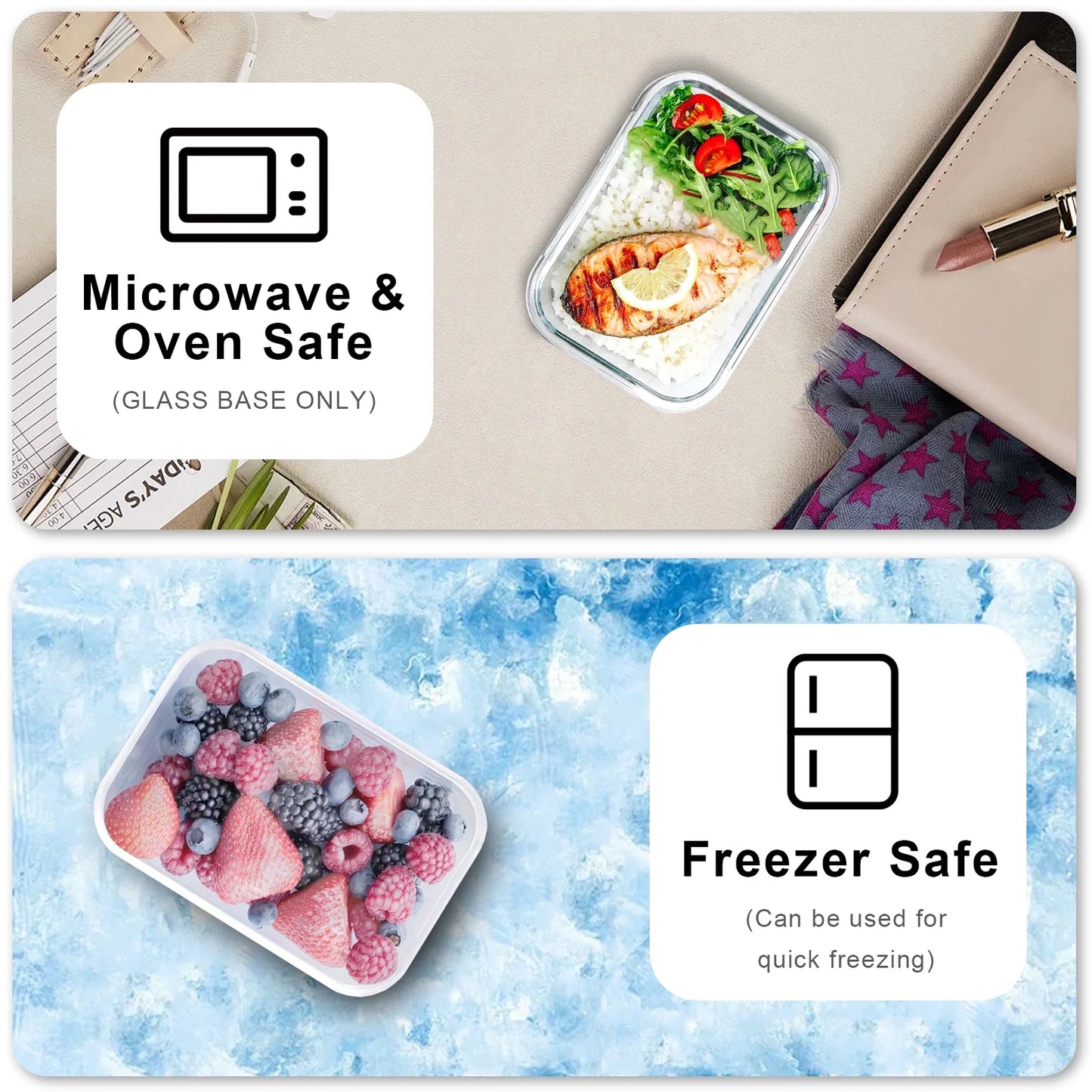 24 Pcs Versatile Glass Storage Containers with Airtight Lids for Effortless Kitchen Organization (12 Pcs Grey)