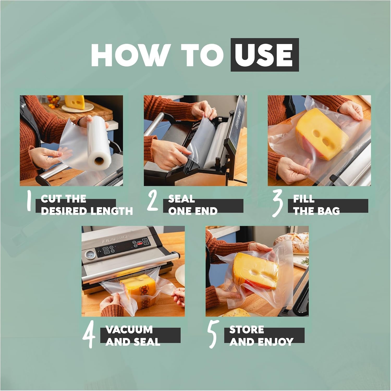 Premium Vacuum Seal Rolls - 8" x 50' Non-BPA Food Storage Bags for Freshness & Versatility - Pack of 2