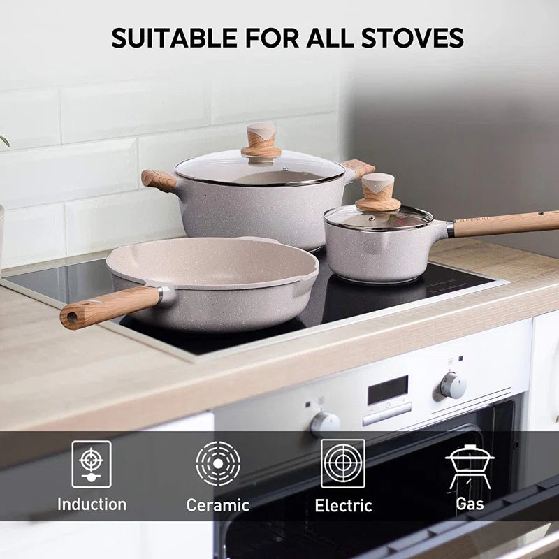 Elevate Your Culinary Experience with the 10-Piece Granite Stone Non-Stick Cookware Set by Caannasweis