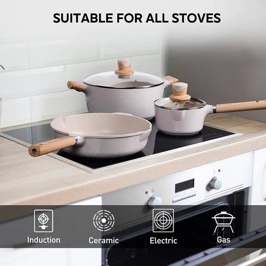 Elevate Your Culinary Experience with the 10-Piece Granite Stone Non-Stick Cookware Set by Caannasweis