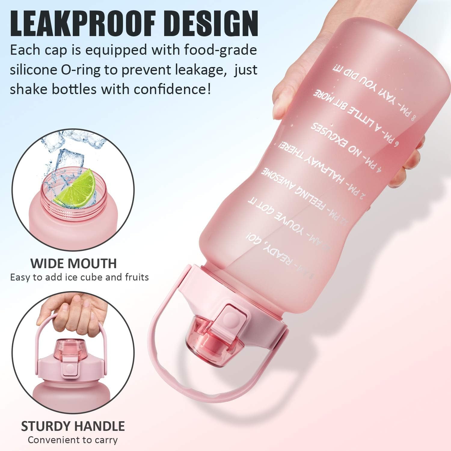 Stay Hydrated in Style: 64 OZ Half Gallon Water Bottle with Insulated Sleeve, Straw & Time Markers for Active Lifestyles