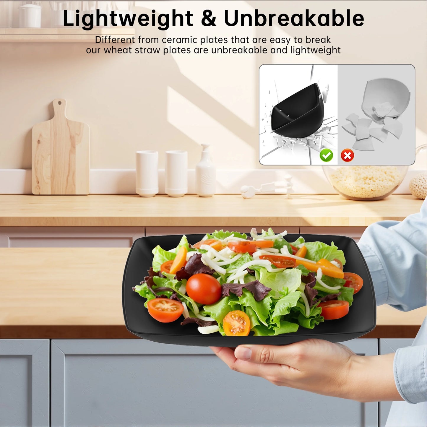 Elevate Your Dining Experience with Our 32-Piece Unbreakable Wheat Straw Dinnerware Set for 6 – Eco-Friendly, Microwave & Dishwasher Safe, Perfect for Home, Camping, and Kids!