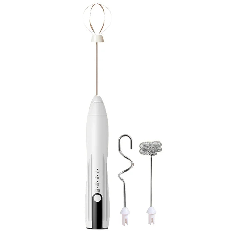 Rechargeable Electric Milk Frother - USB Foam Maker for Coffee, Cream, and Cappuccino with 3 Speed Settings