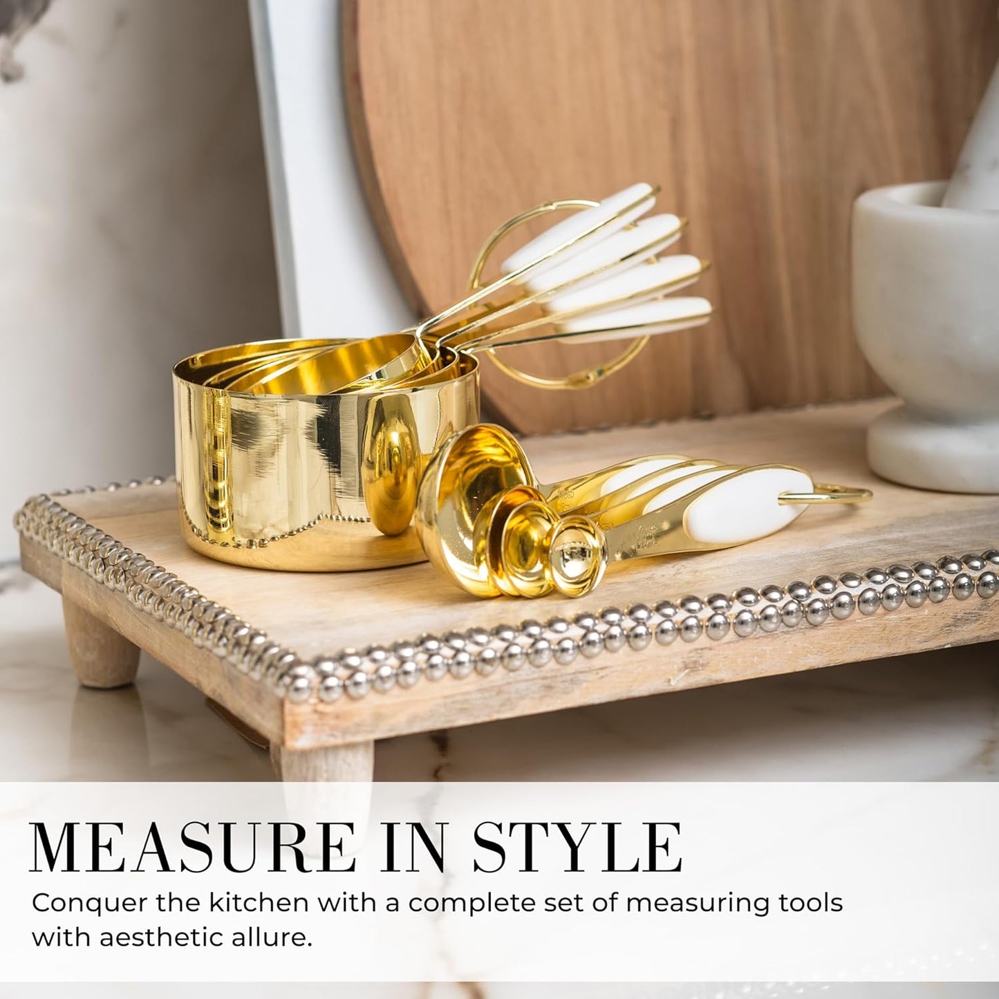 Elevate Your Cooking Experience with Our 16-Piece White and Gold Kitchen Utensils Set – Stylish Silicone Tools with Measuring Cups and Spoons