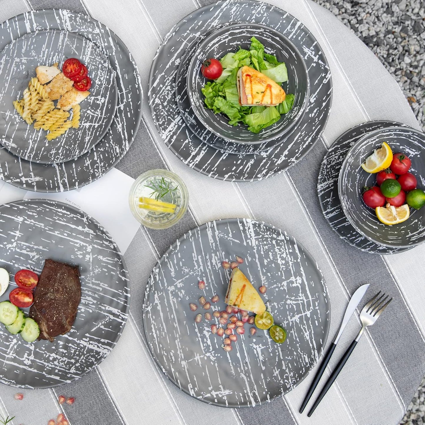 Elegant 12-Piece Melamine Dinnerware Set for 4 - Lightweight and Stylish Plates and Bowls for Every Occasion