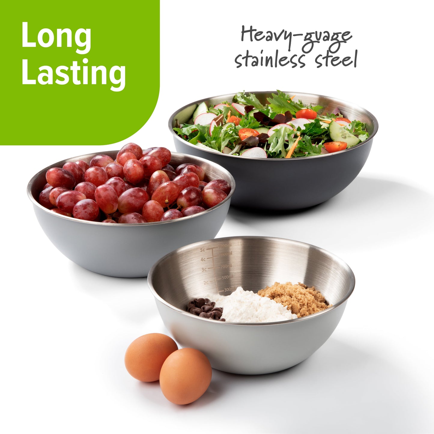 Prep Solutions Stainless Steel Mixing Bowls (3 Pieces)