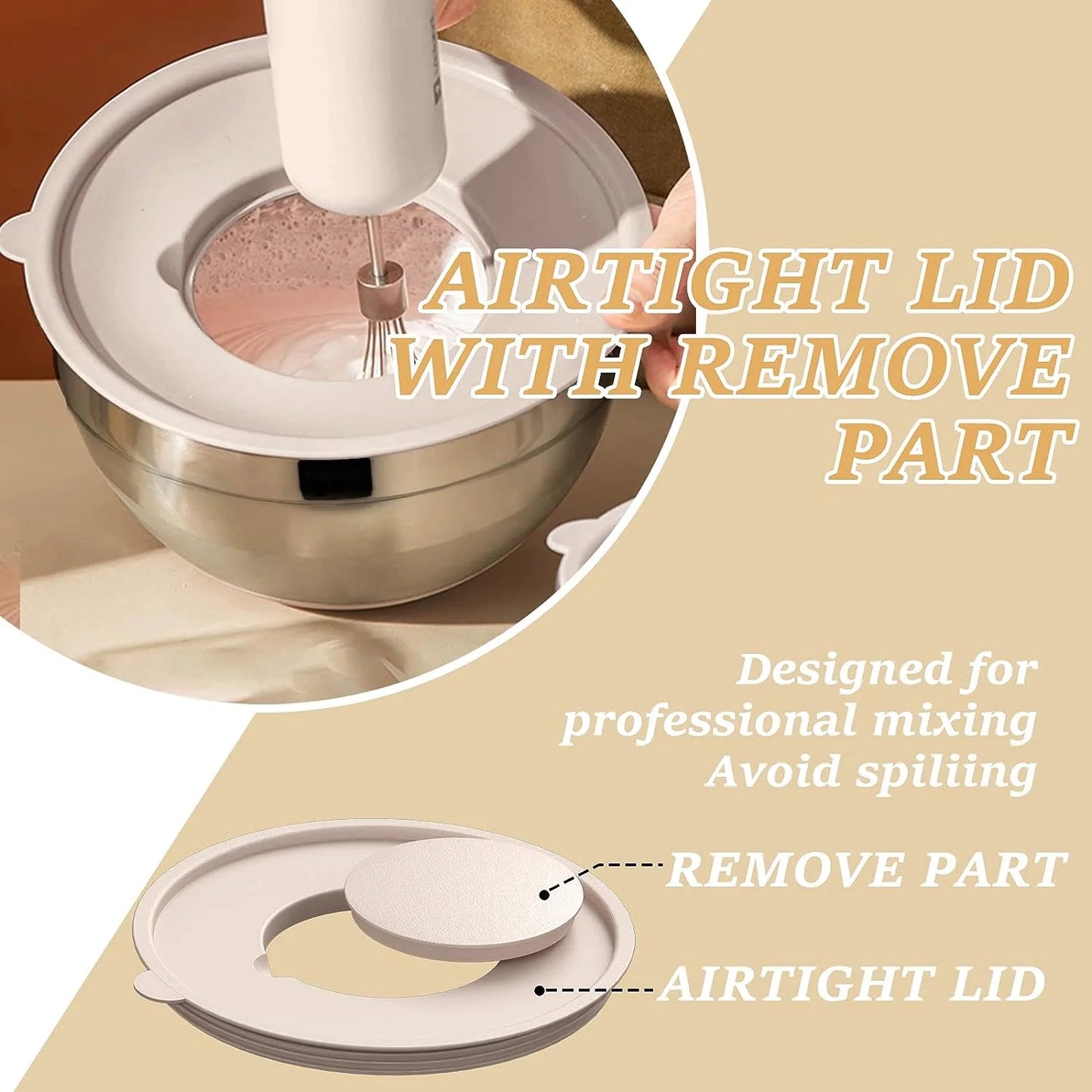 Mixing Bowls with Airtight Lids,  26Pcs Stainless Steel Nesting Non-Slip Bottoms Mixing Serving Bowls Set Wtih 3 Grater & Tools Gadgets, 7/4/2.5/2.5/1.5/1QT Metal Salad Bowls for Serving Preppi