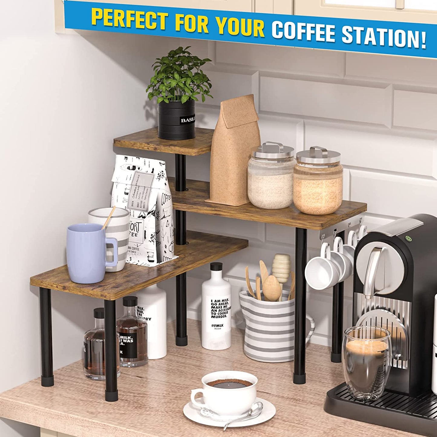 Stylish Rustic 3-Tier Corner Shelf Organizer - Perfect for Kitchen, Bathroom, and More!