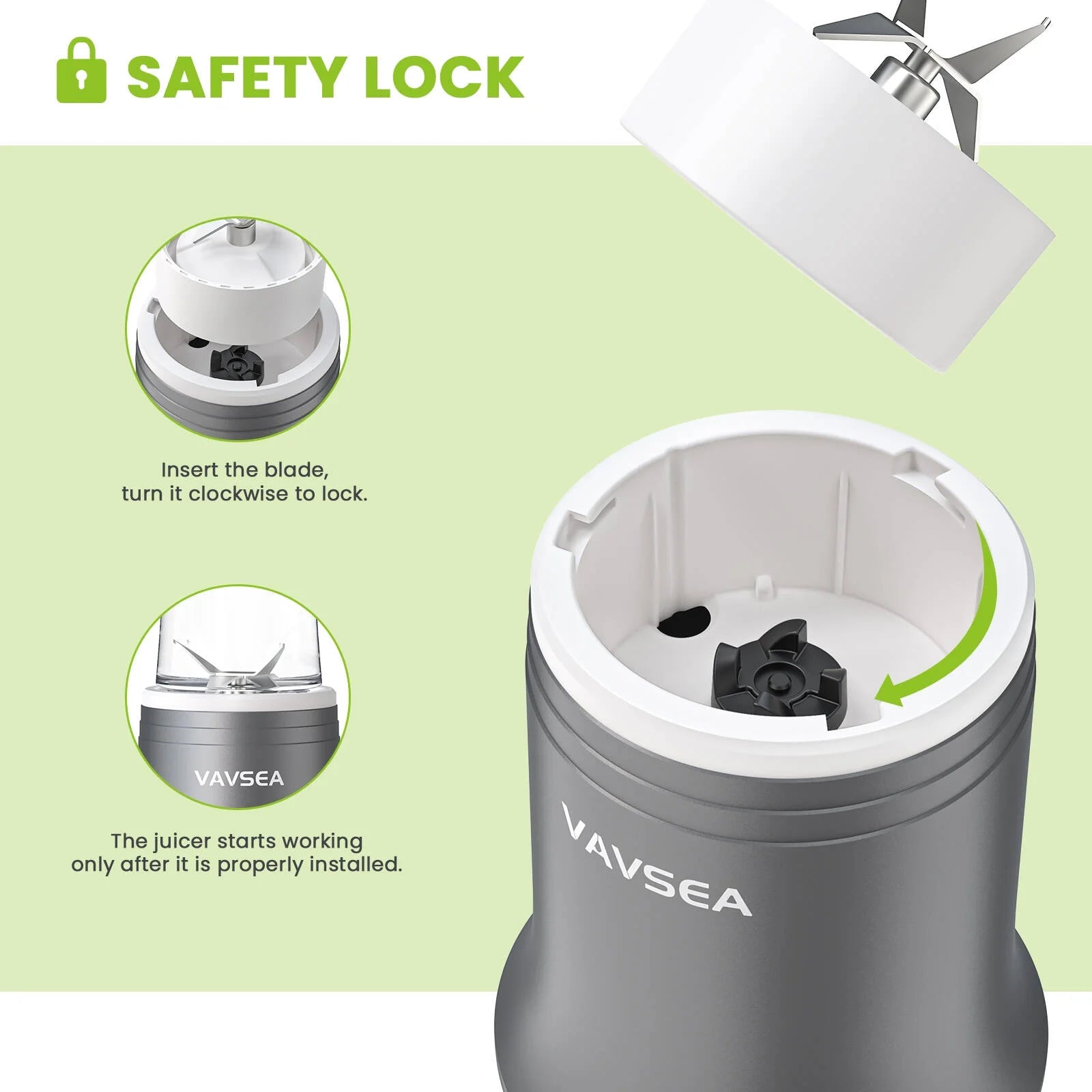 VAVSEA Personal Blender - Effortless Smoothies On-the-Go with BPA-Free Travel Cup & Lid