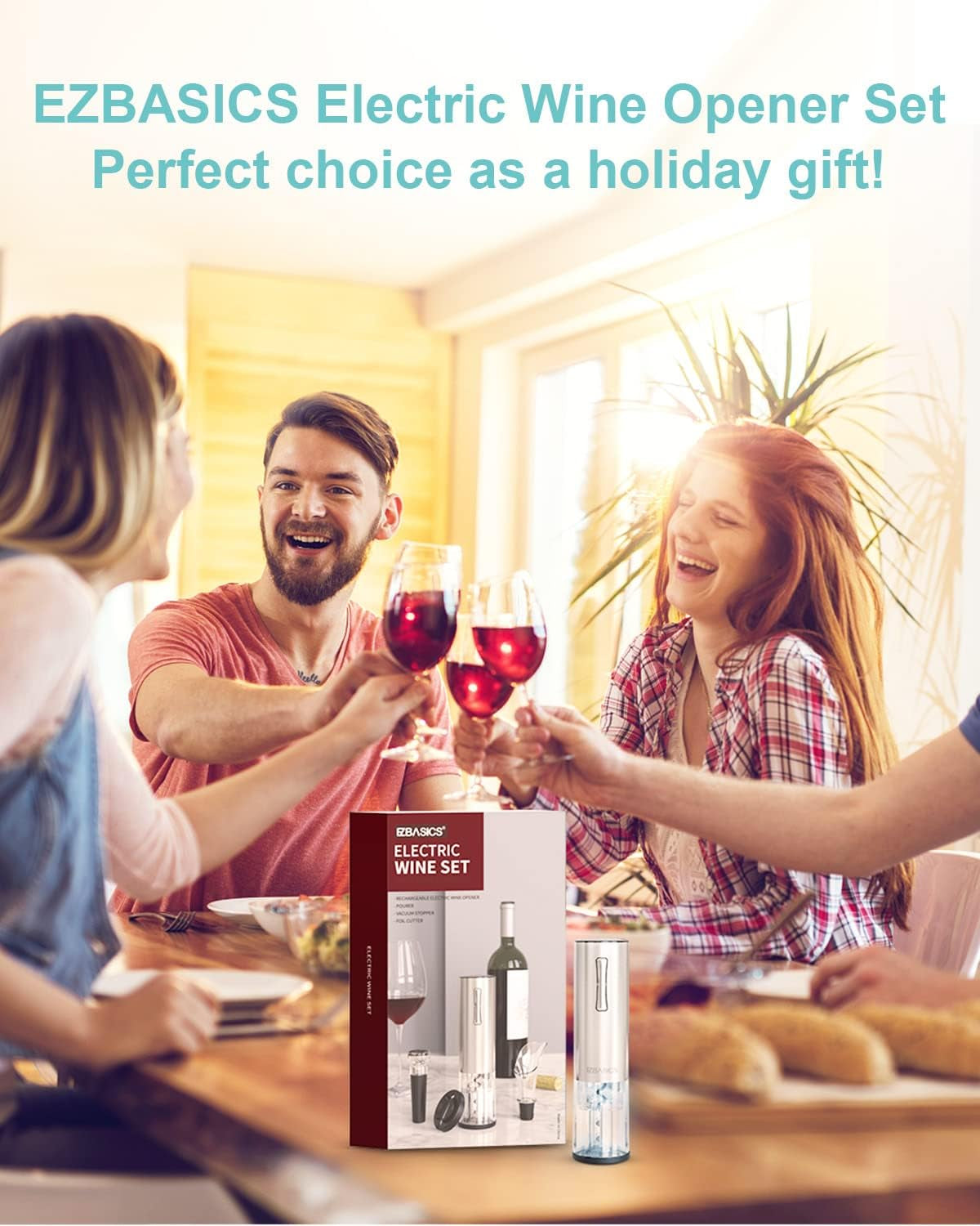 Effortless Wine Enjoyment: Electric Wine Opener Set with Foil Cutter, Vacuum Stopper & Aerator for the Ultimate Wine Experience