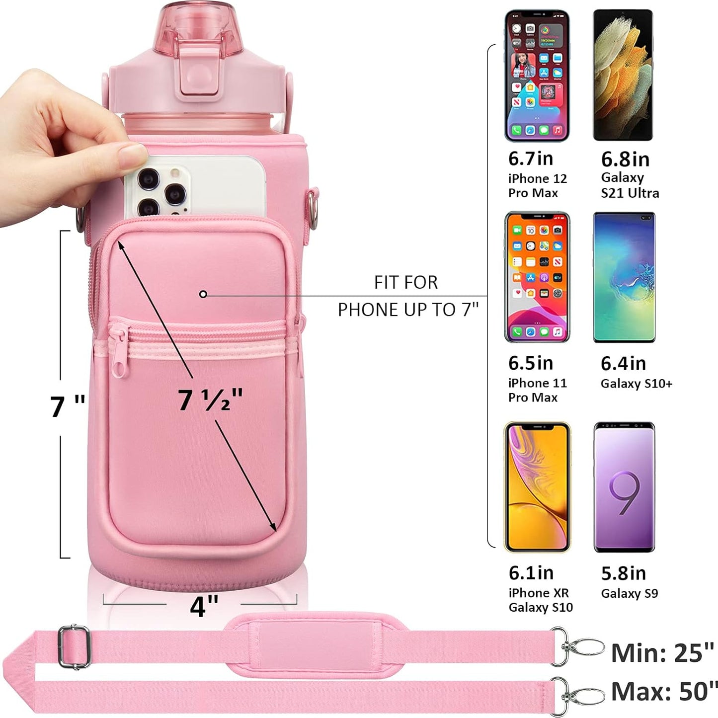 Stay Hydrated in Style: 64 OZ Half Gallon Water Bottle with Insulated Sleeve, Straw & Time Markers for Active Lifestyles