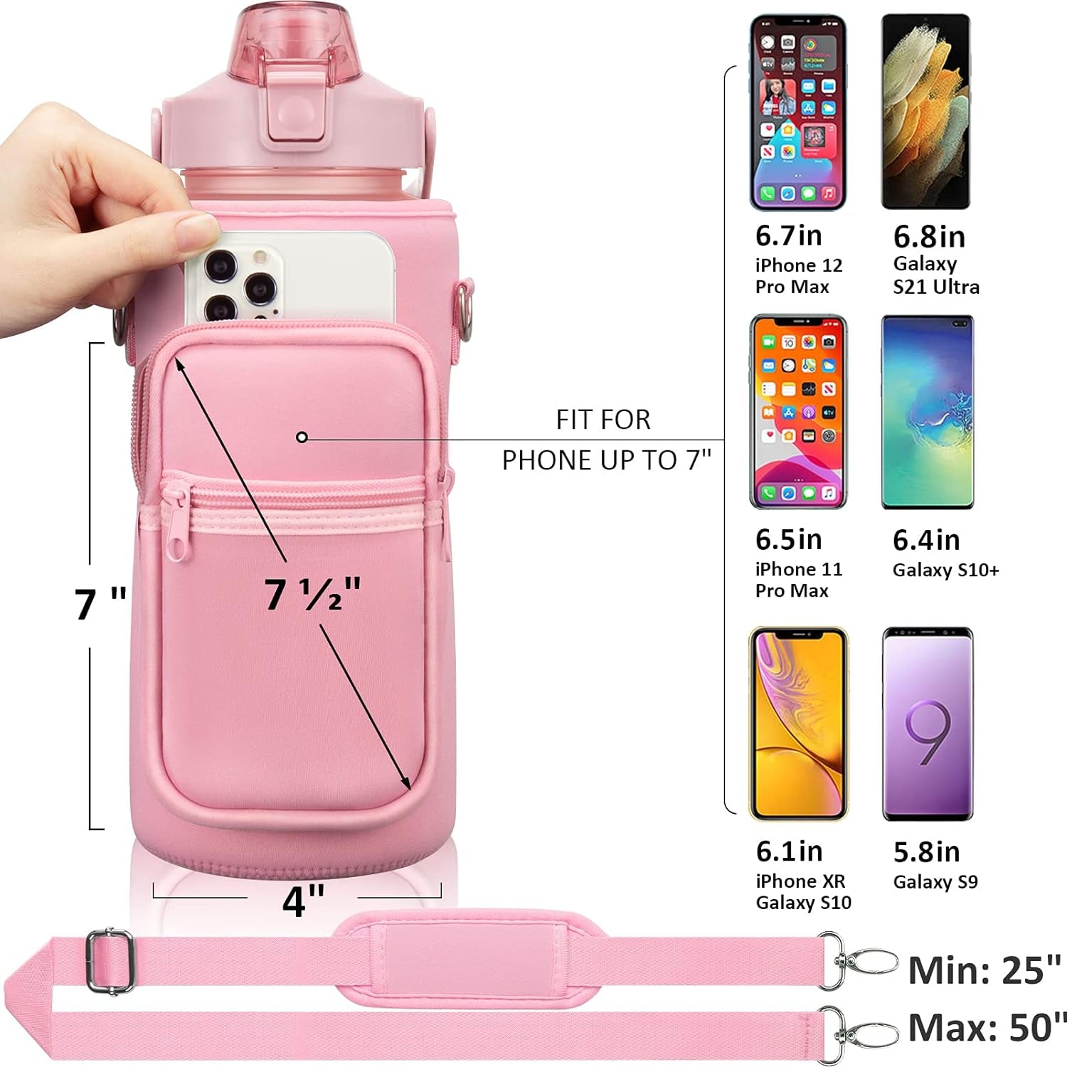 Stay Hydrated in Style: 64 OZ Half Gallon Water Bottle with Insulated Sleeve, Straw & Time Markers for Active Lifestyles