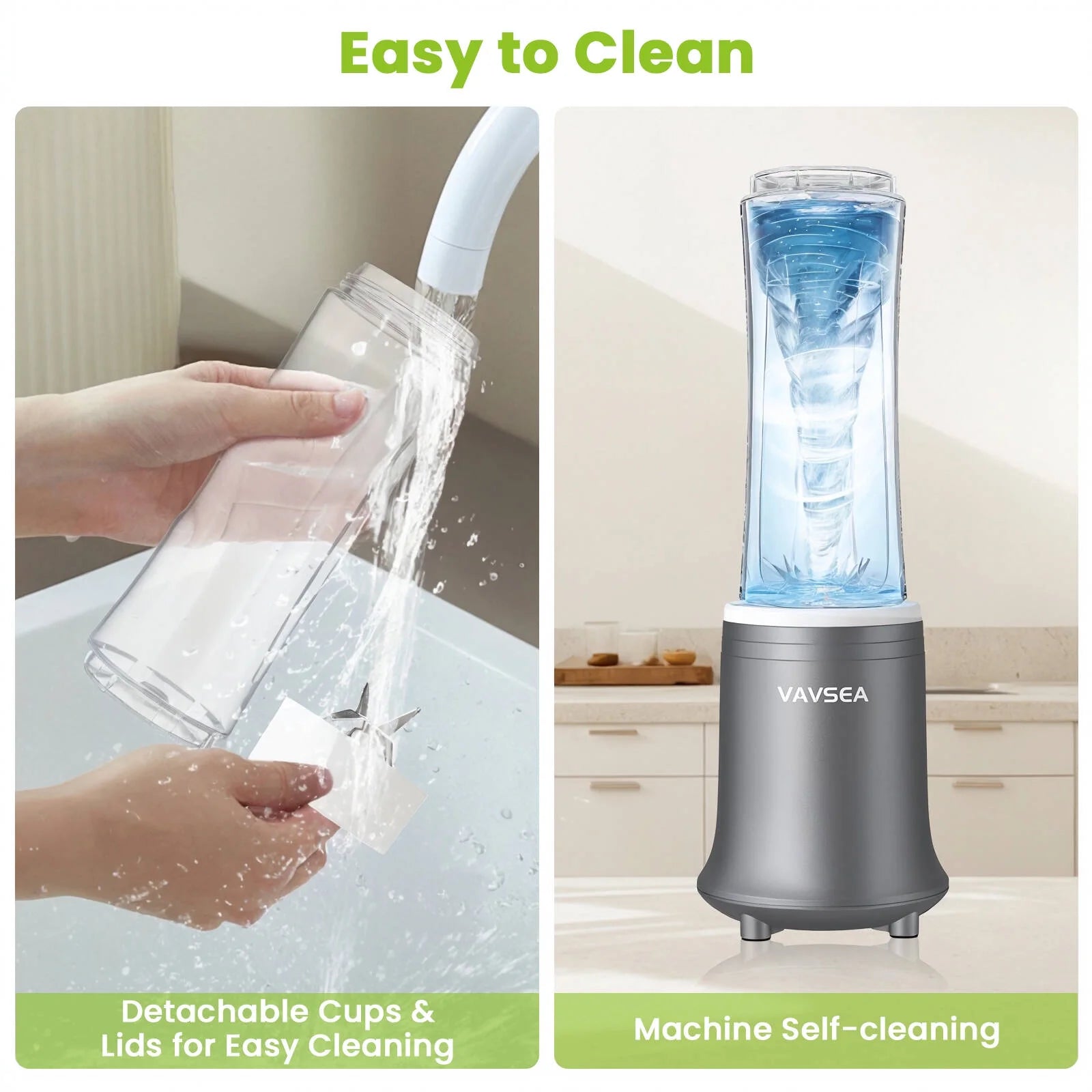 VAVSEA Personal Blender - Effortless Smoothies On-the-Go with BPA-Free Travel Cup & Lid