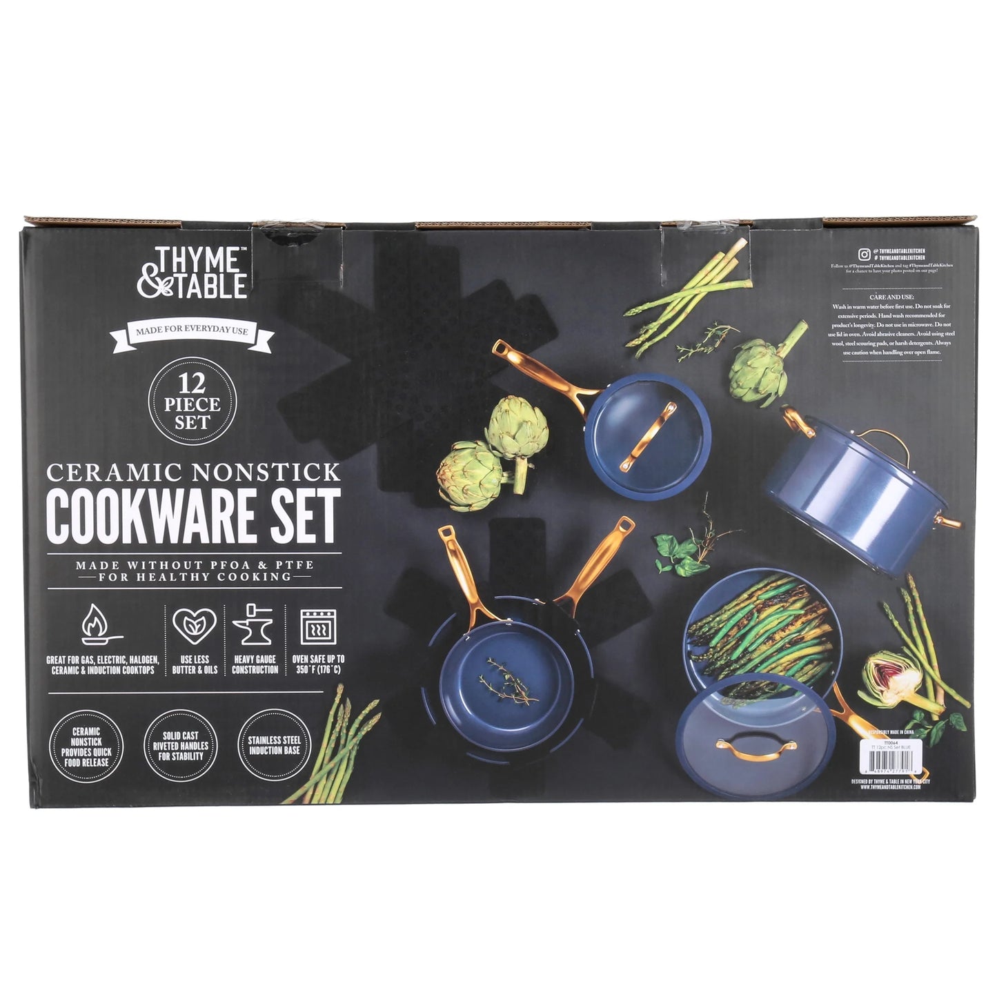 Transform Your Cooking Experience with the Thyme & Table 12-Piece Non-Stick Cookware Set in Elegant Blue