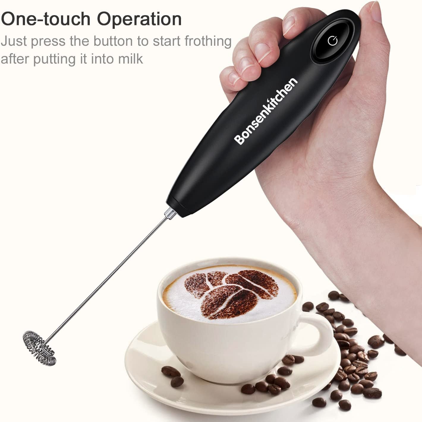 Elevate Your Coffee Experience with the Stylish Black Handheld Milk Frother - Perfect for Lattes, Matcha, and More!