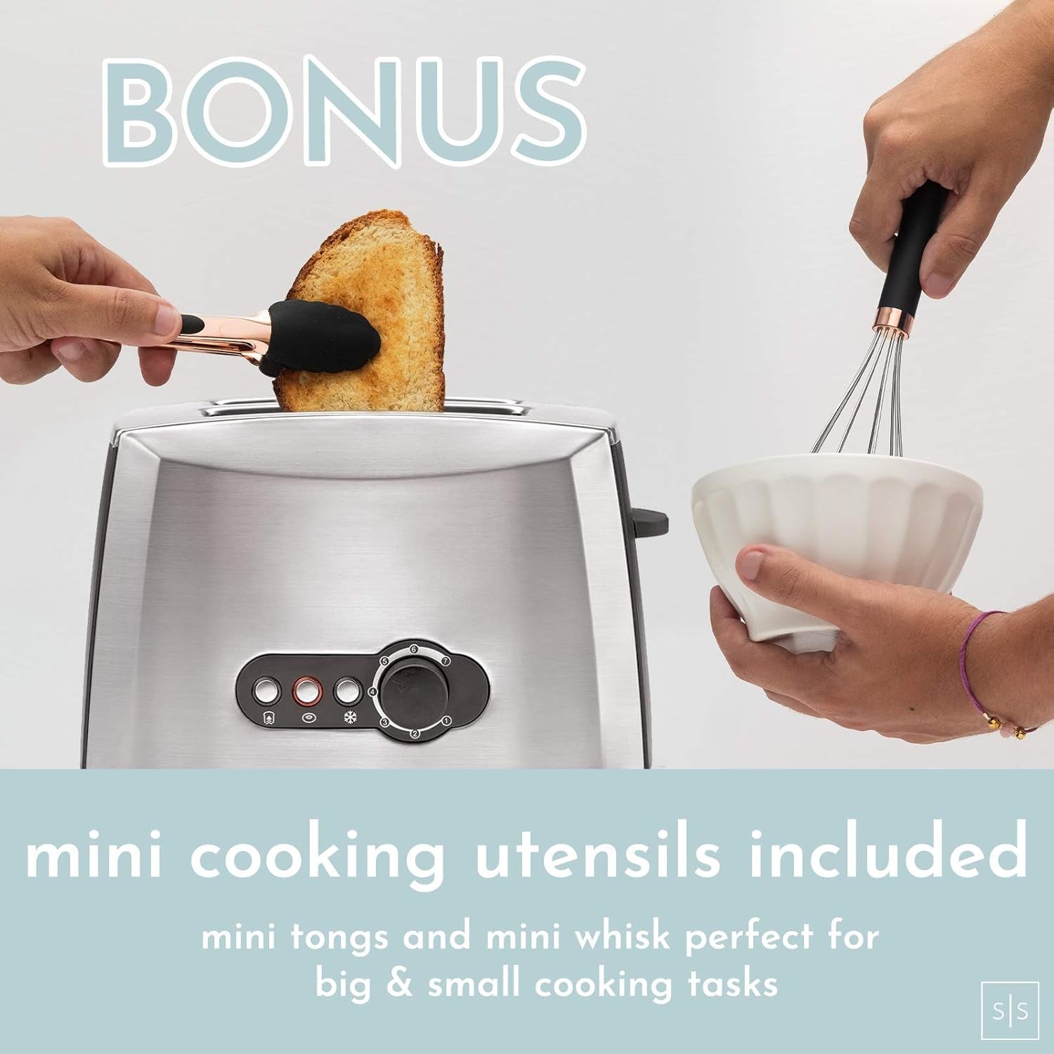 Luxe 8PC Black and Copper Cooking Tools and Utensils: Copper Kitchen Gadgets and Accessories with Anti-Slip Handles