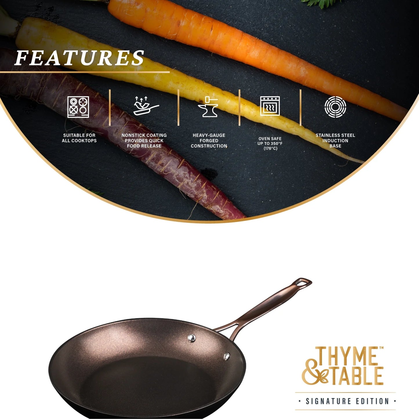 Elevate Your Cooking with the Thyme & Table 12-Piece Rose Gold Non-Stick Cookware Set - Signature Collection