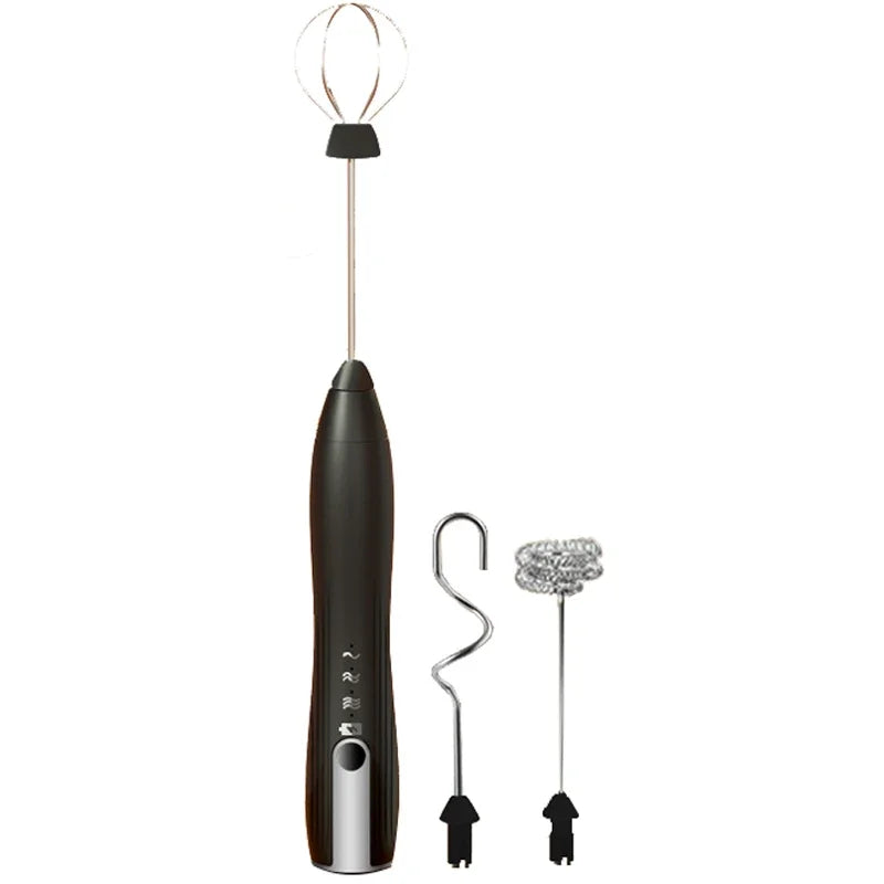 Rechargeable Electric Milk Frother - USB Foam Maker for Coffee, Cream, and Cappuccino with 3 Speed Settings