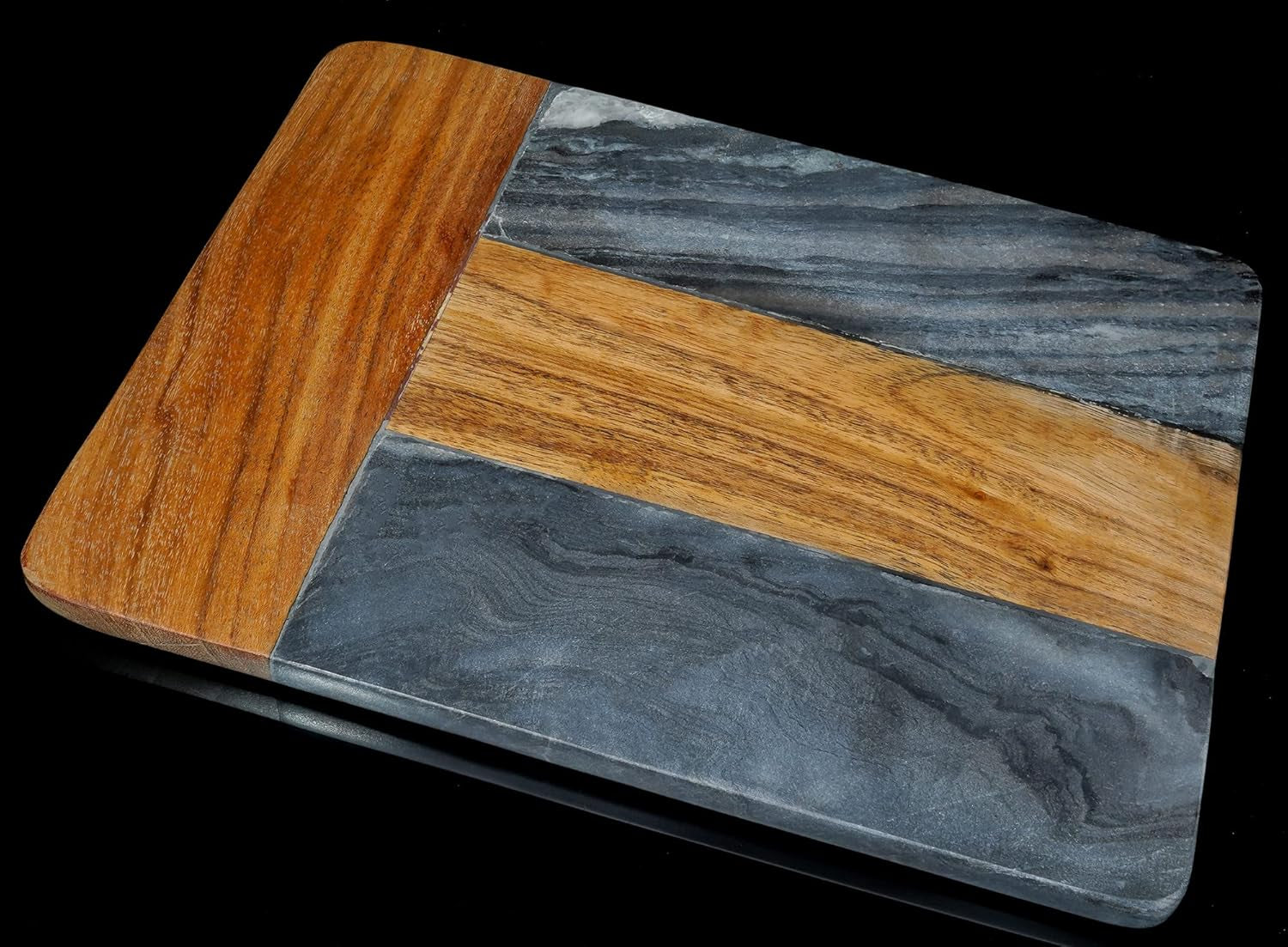 Cutting Board, Wooden and Marble Chopping Board - Stylish 12X9" Cheese & Charcuterie Board - Cutting Board for Meat, Bread, Pastry & Fruits - Elegant Serving Tray for Kitchen or Gift Set
