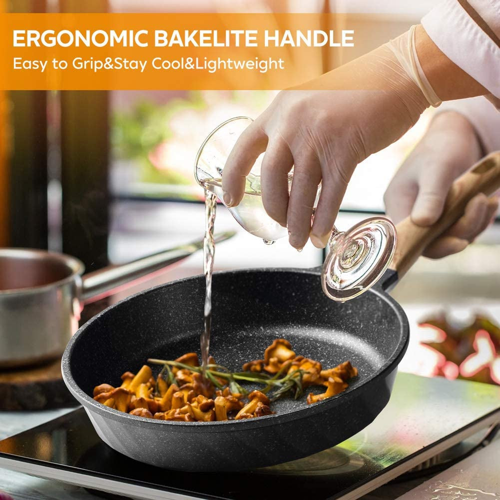 Essential Nonstick Frying Pan Set - Versatile Granite Skillets for Effortless Cooking (8", 9.5", & 11") - Perfect Holiday Gift for Home Chefs
