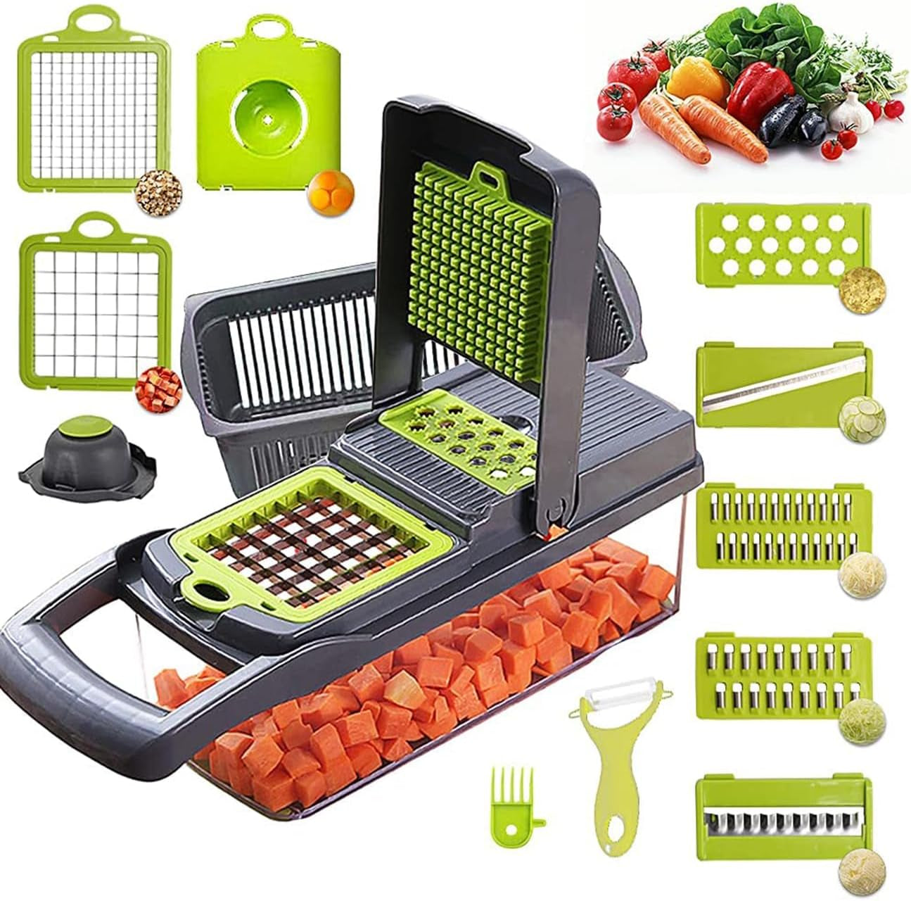 Revolutionize Your Cooking with the 11-in-1 Vegetable Chopper Mandoline Slicer - Gray, Perfect for Effortless Food Preparation!