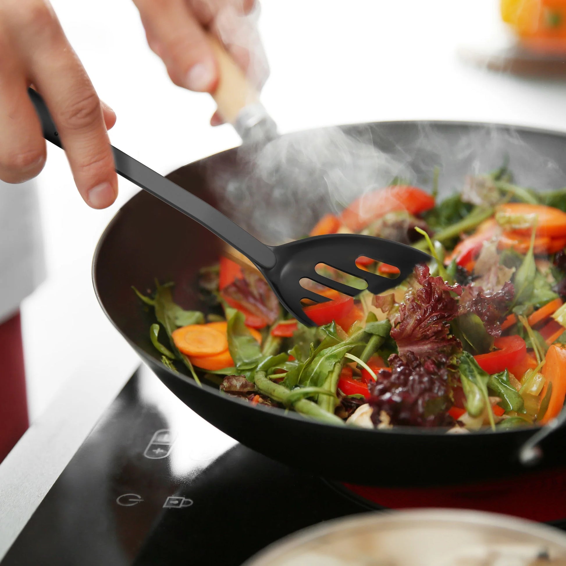 6-Piece Plastic Kitchen Utensil Set – Nonstick-Safe Tools, Black