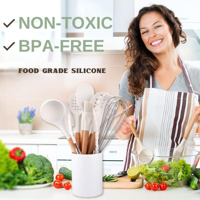 Ultimate Silicone Kitchen Utensils Set - Heat-Resistant, Non-Stick & BPA-Free Cooking Essentials with Stylish Beechwood Handles