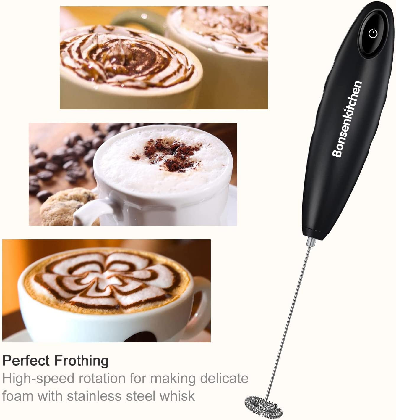 Elevate Your Coffee Experience with the Stylish Black Handheld Milk Frother - Perfect for Lattes, Matcha, and More!