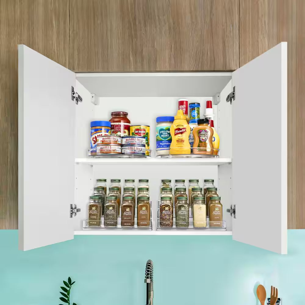 Ultimate Clear Condiment Organizer Set: 3-Tier Spice Racks & Lazy Susan for Effortless Kitchen Organization