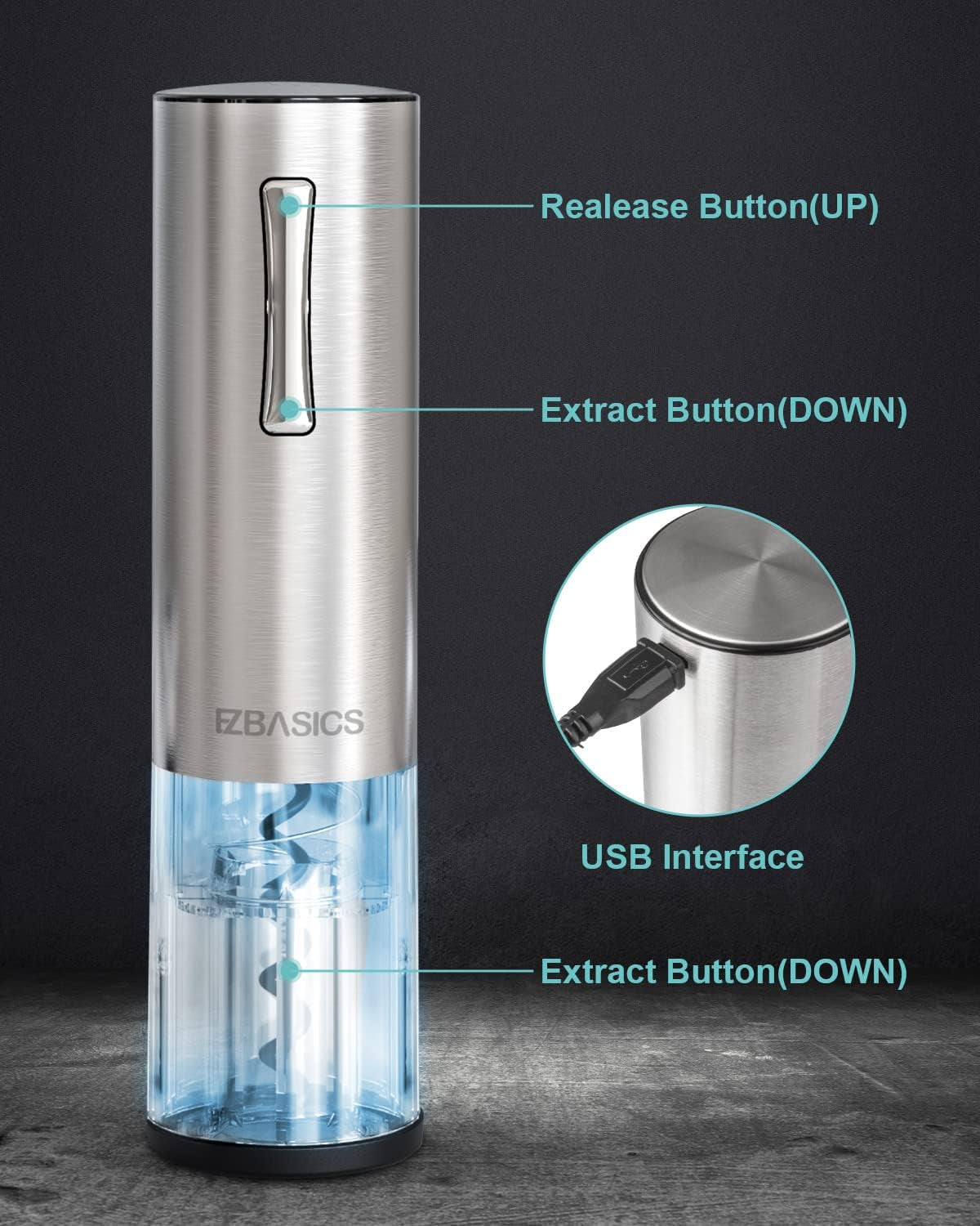 Effortless Wine Enjoyment: Electric Wine Opener Set with Foil Cutter, Vacuum Stopper & Aerator for the Ultimate Wine Experience