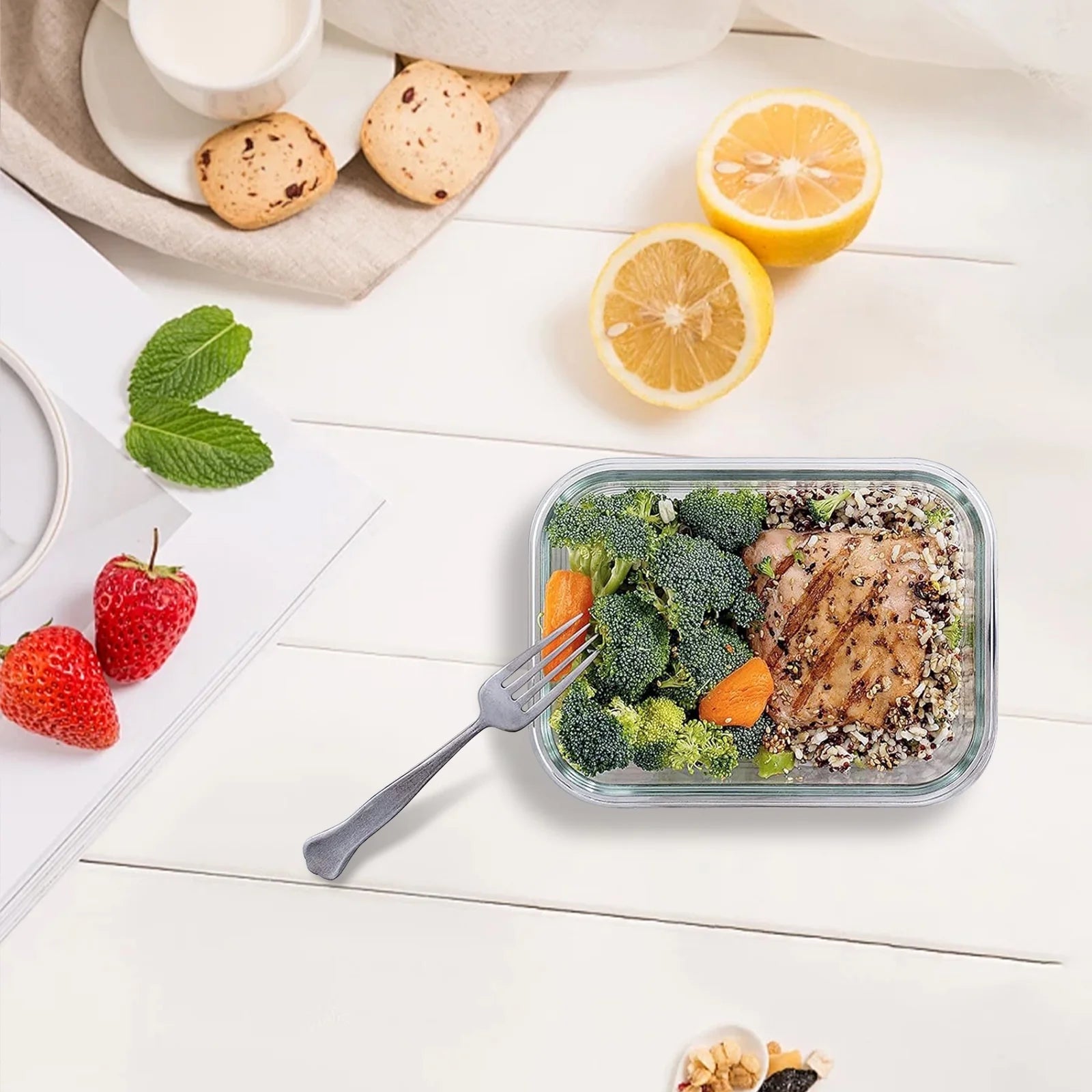 24 Pcs Versatile Glass Storage Containers with Airtight Lids for Effortless Kitchen Organization (12 Pcs Grey)