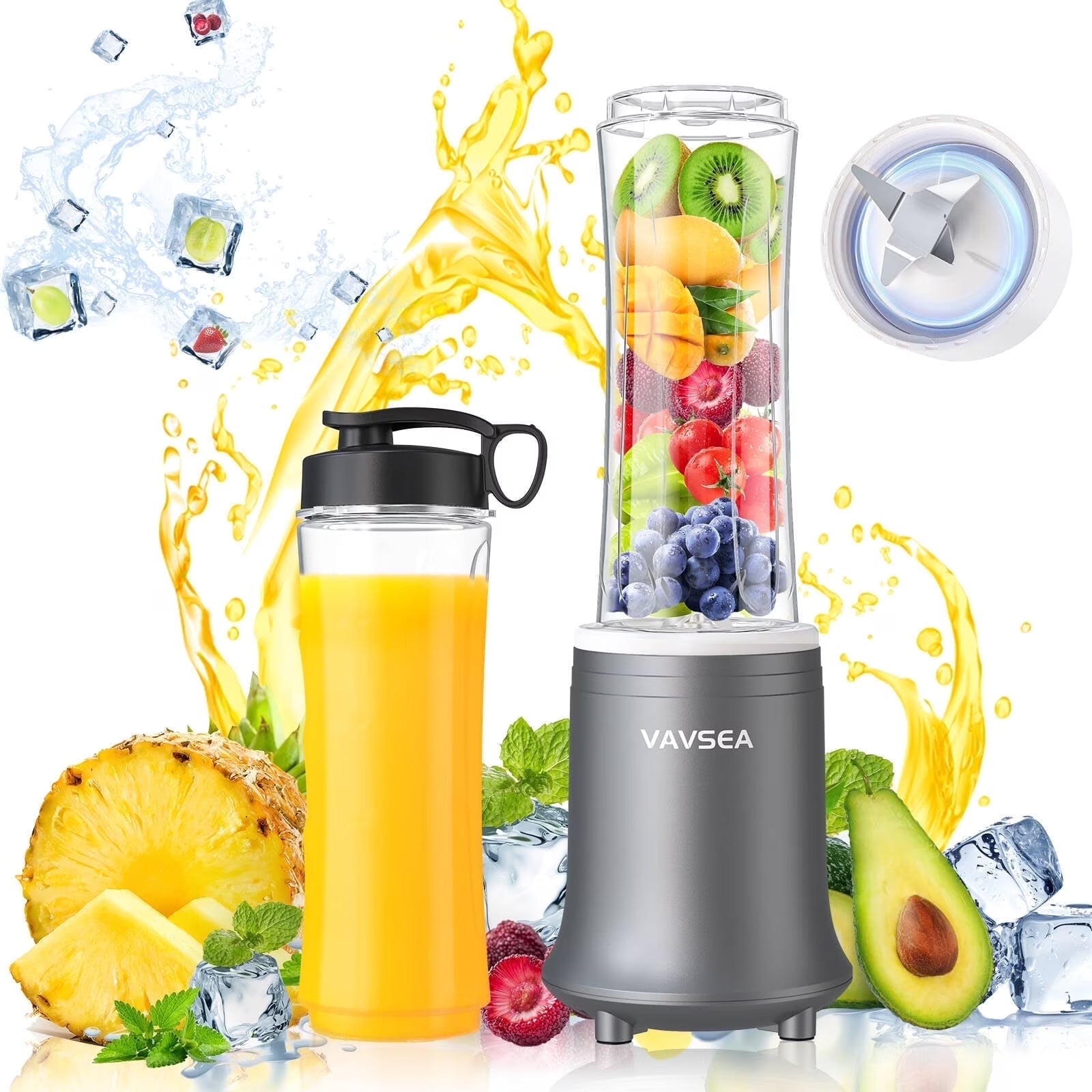 VAVSEA Personal Blender - Effortless Smoothies On-the-Go with BPA-Free Travel Cup & Lid