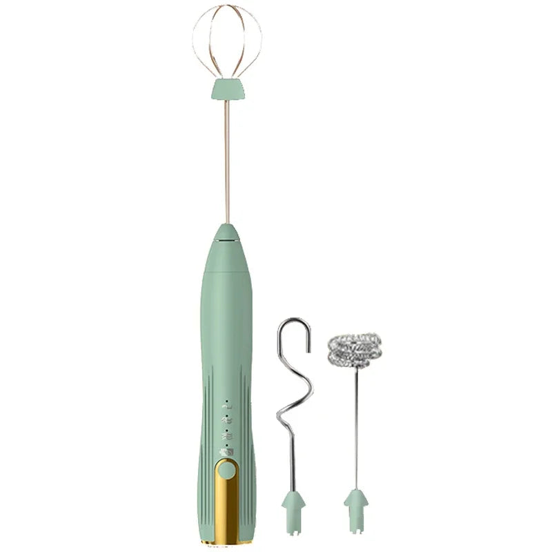 Rechargeable Electric Milk Frother - USB Foam Maker for Coffee, Cream, and Cappuccino with 3 Speed Settings