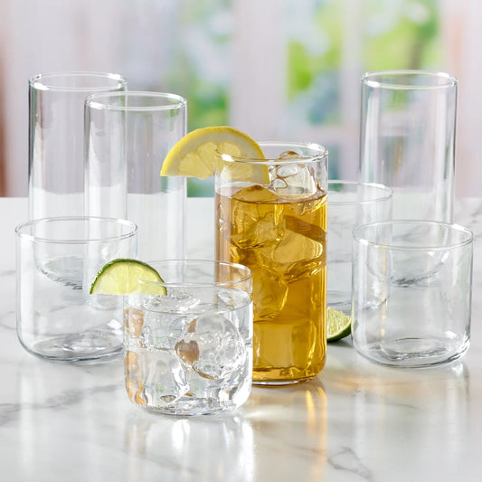 Brooks Glass Drinkware, 12.5 Ounce & 18 Ounce, Set of 8