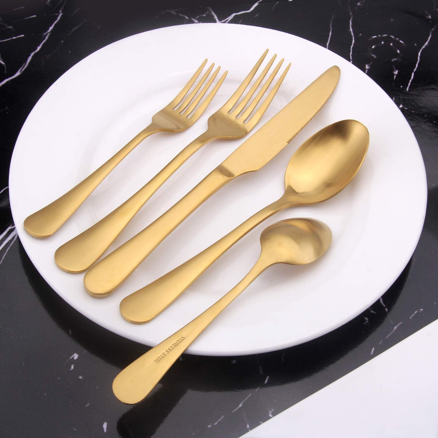 Elevate Your Dining Experience with Our 20-Piece Matte Gold Stainless Steel Flatware Set - Perfect for Home, Weddings, and Parties