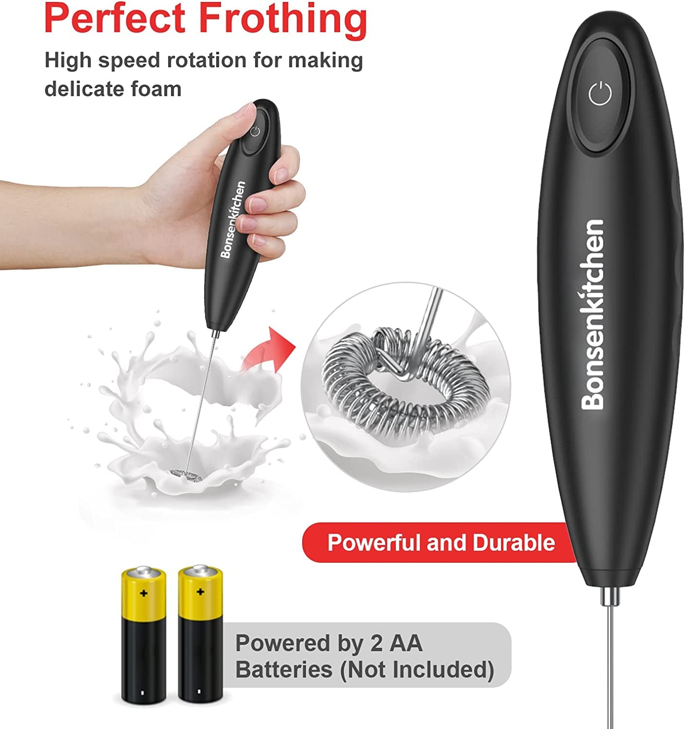 Elevate Your Coffee Experience with the Stylish Black Handheld Milk Frother - Perfect for Lattes, Matcha, and More!