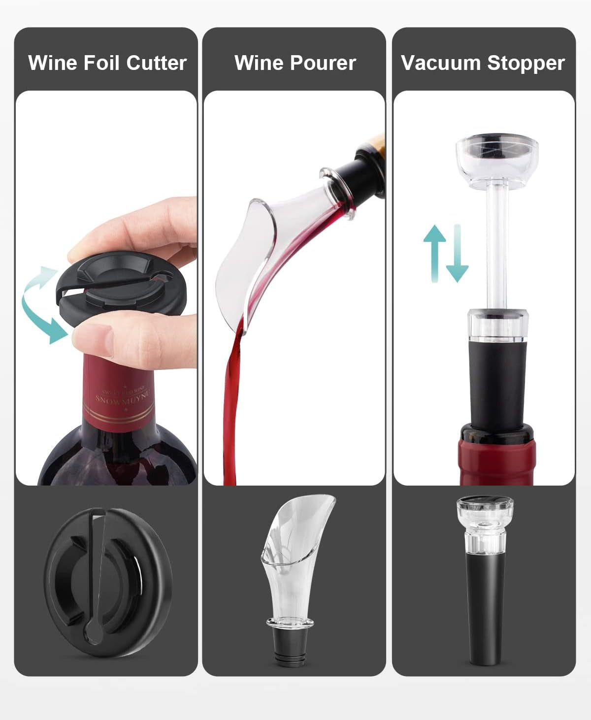 Effortless Wine Enjoyment: Electric Wine Opener Set with Foil Cutter, Vacuum Stopper & Aerator for the Ultimate Wine Experience