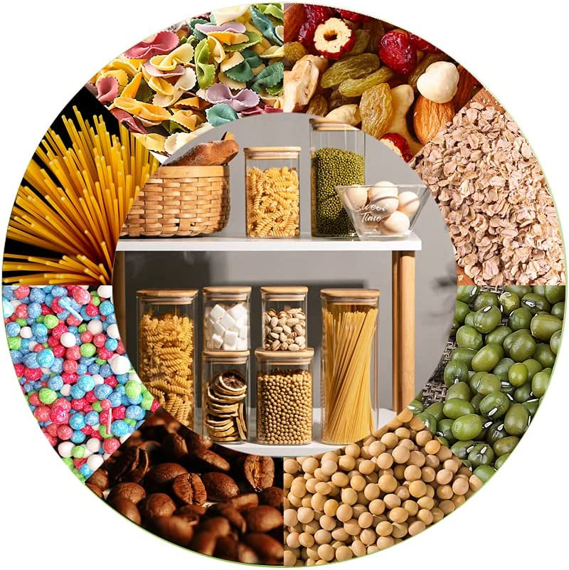 Stylish 50 Oz Glass Canisters with Airtight Bamboo Lids - 3 Pack for Fresh Food Storage and Kitchen Organization