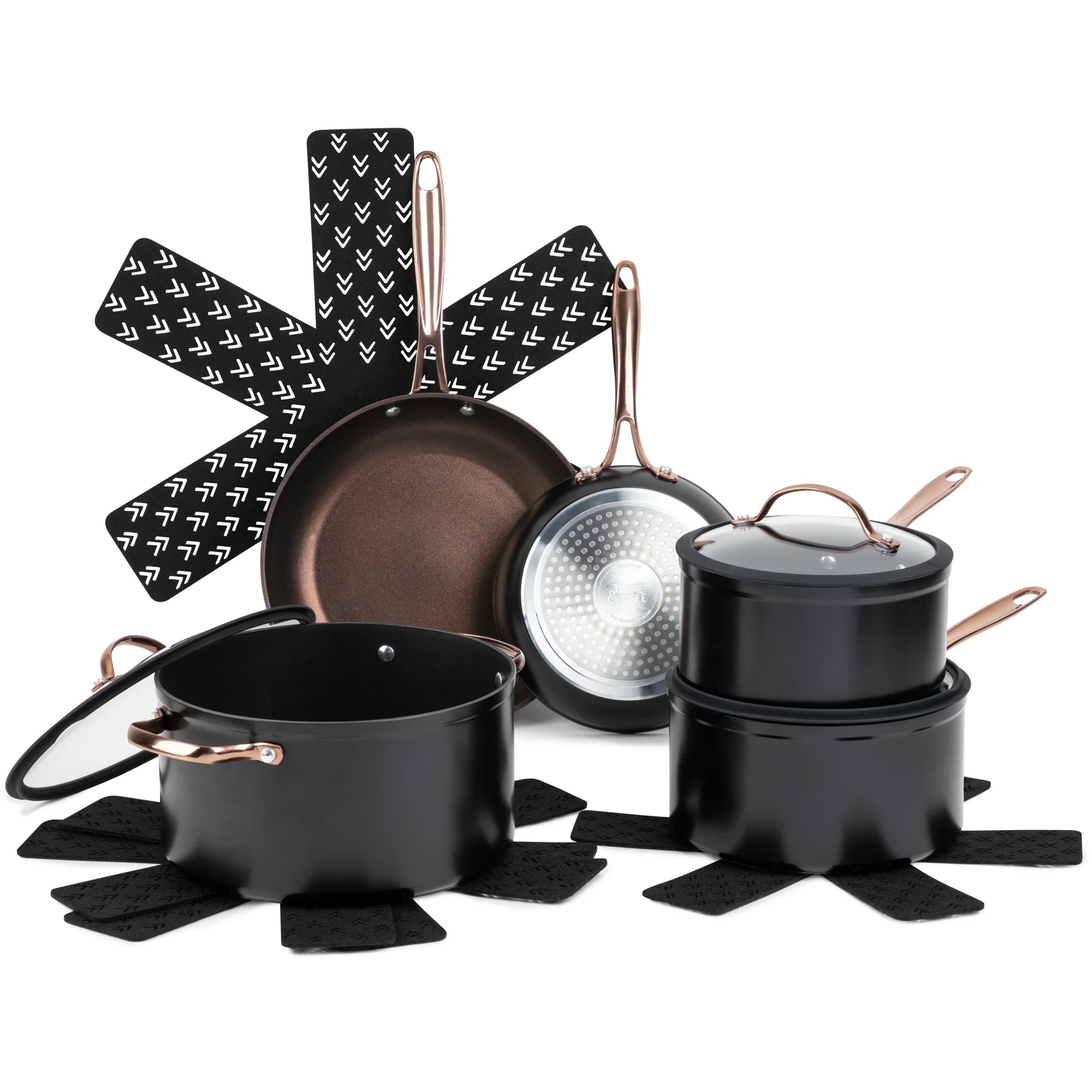 Elevate Your Cooking with the Thyme & Table 12-Piece Rose Gold Non-Stick Cookware Set - Signature Collection
