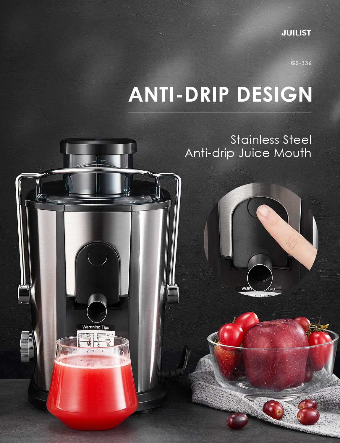 Elevate Your Juice Game with the Juilist 2-Speed Electric Juicer - Powerful 400W, Sleek Silver Design, Perfect for Fresh and Healthy Juices!