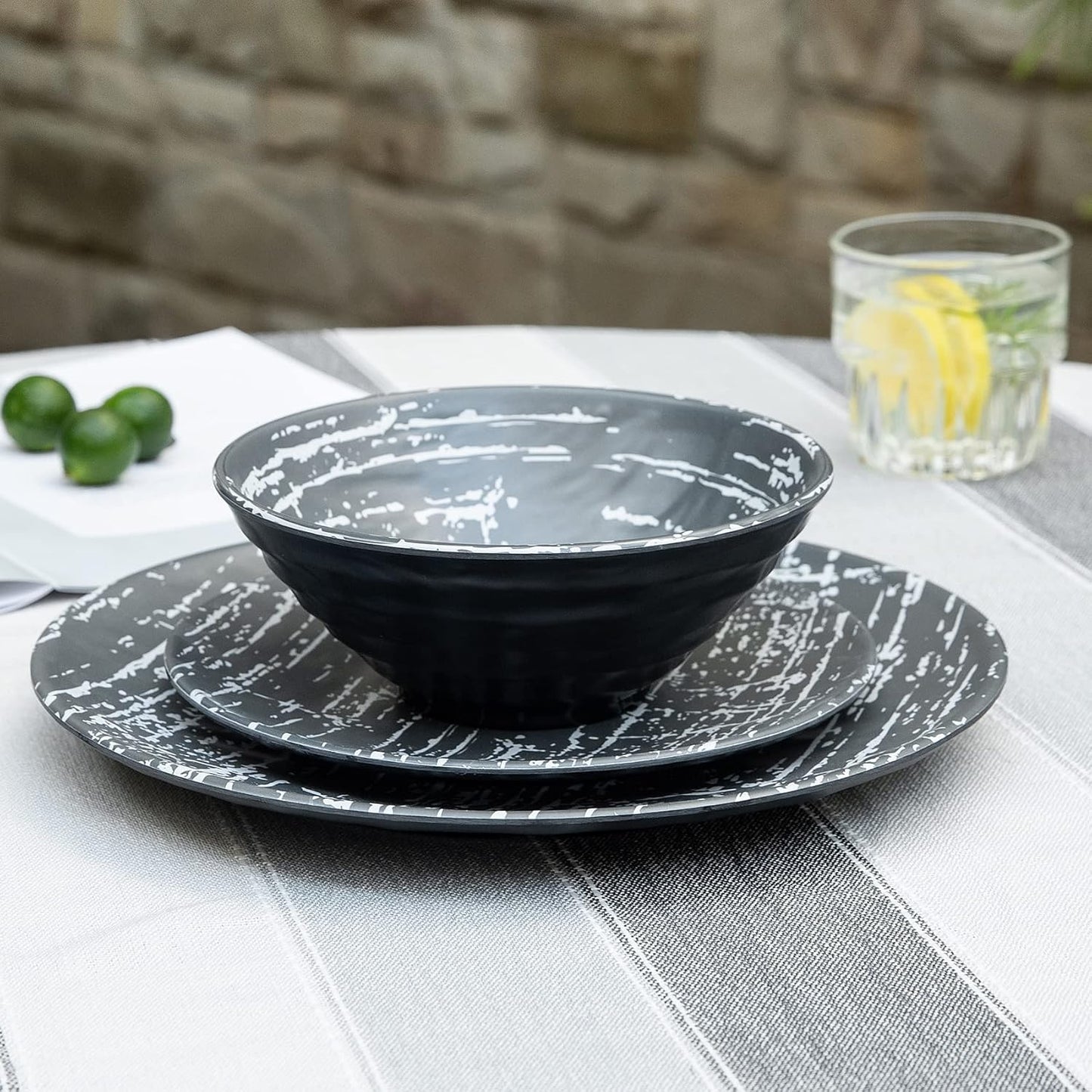 Elegant 12-Piece Melamine Dinnerware Set for 4 - Lightweight and Stylish Plates and Bowls for Every Occasion