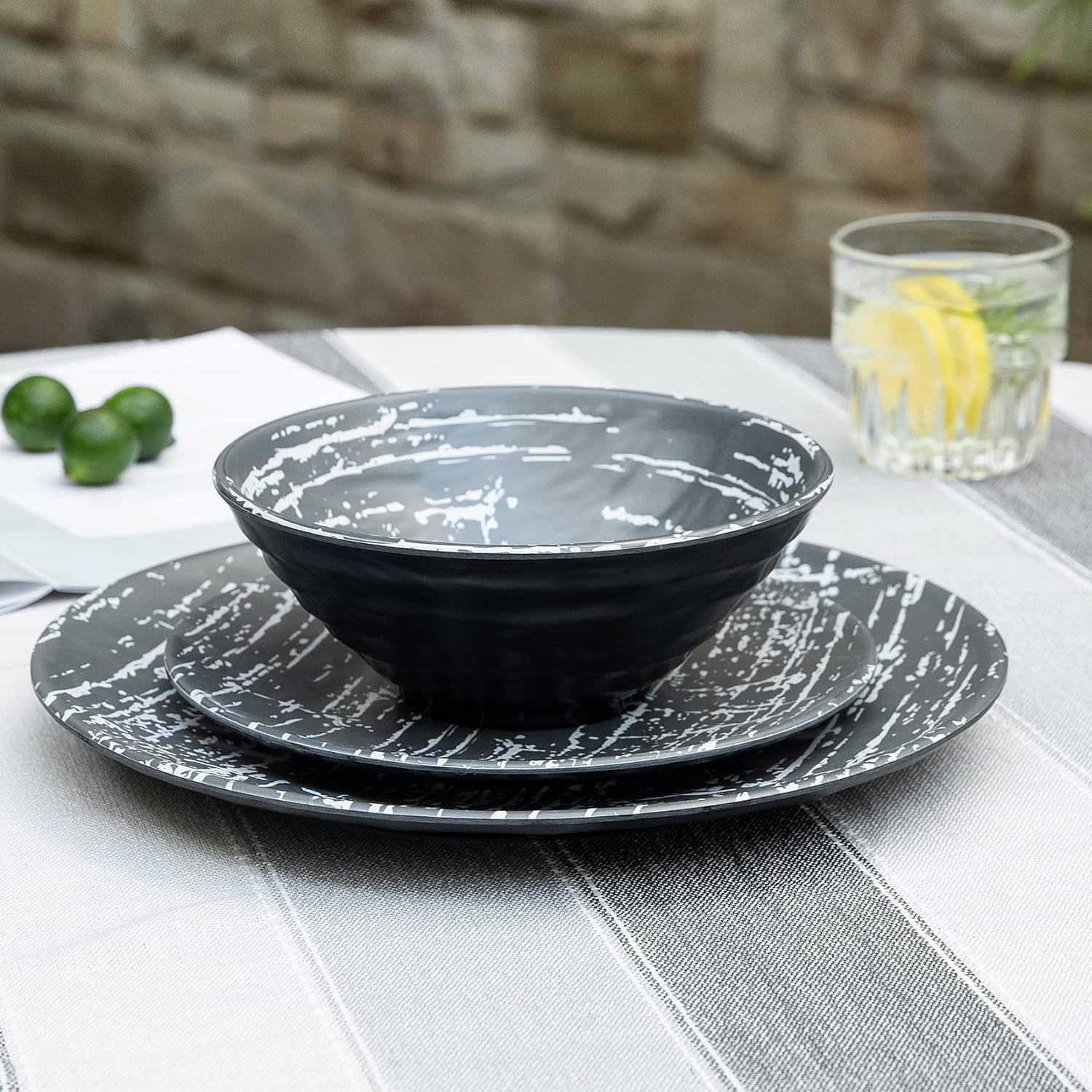 Elegant 12-Piece Melamine Dinnerware Set for 4 - Lightweight and Stylish Plates and Bowls for Every Occasion