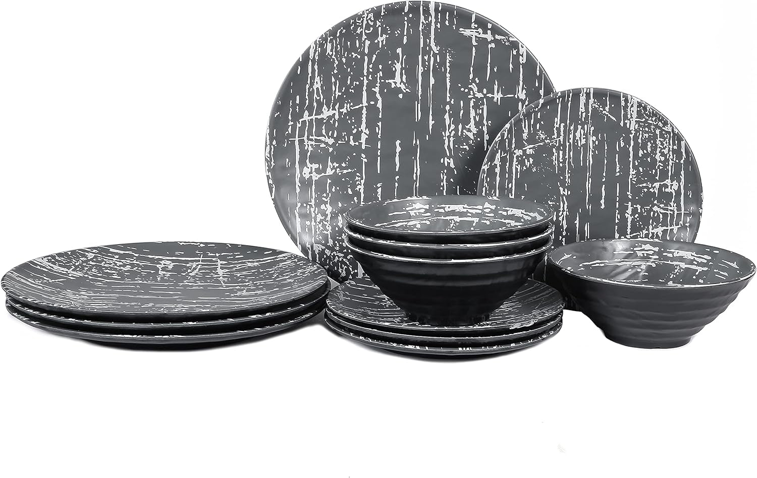 Elegant 12-Piece Melamine Dinnerware Set for 4 - Lightweight and Stylish Plates and Bowls for Every Occasion