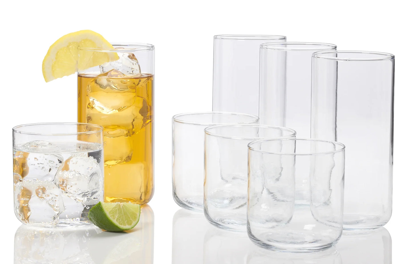 Brooks Glass Drinkware, 12.5 Ounce & 18 Ounce, Set of 8