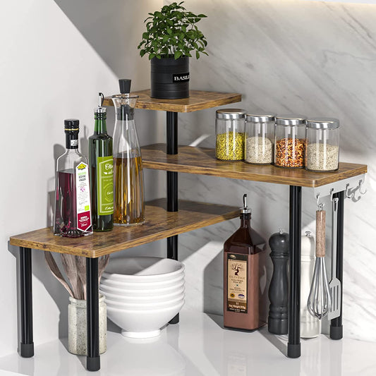 Stylish Rustic 3-Tier Corner Shelf Organizer - Perfect for Kitchen, Bathroom, and More!