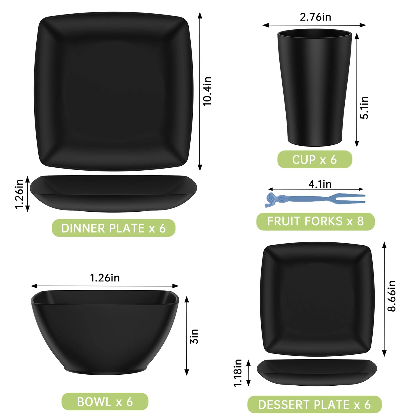 Elevate Your Dining Experience with Our 32-Piece Unbreakable Wheat Straw Dinnerware Set for 6 – Eco-Friendly, Microwave & Dishwasher Safe, Perfect for Home, Camping, and Kids!