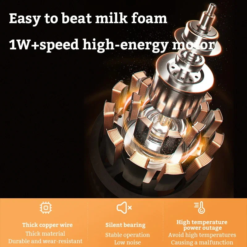 Rechargeable Electric Milk Frother - USB Foam Maker for Coffee, Cream, and Cappuccino with 3 Speed Settings