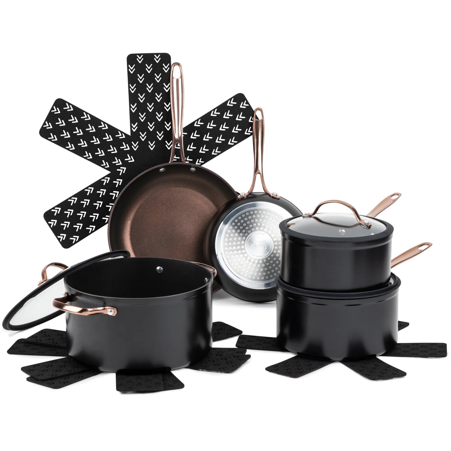 Elevate Your Cooking with the Thyme & Table 12 - Piece Rose Gold Non - Stick Cookware Set - Signature Collection